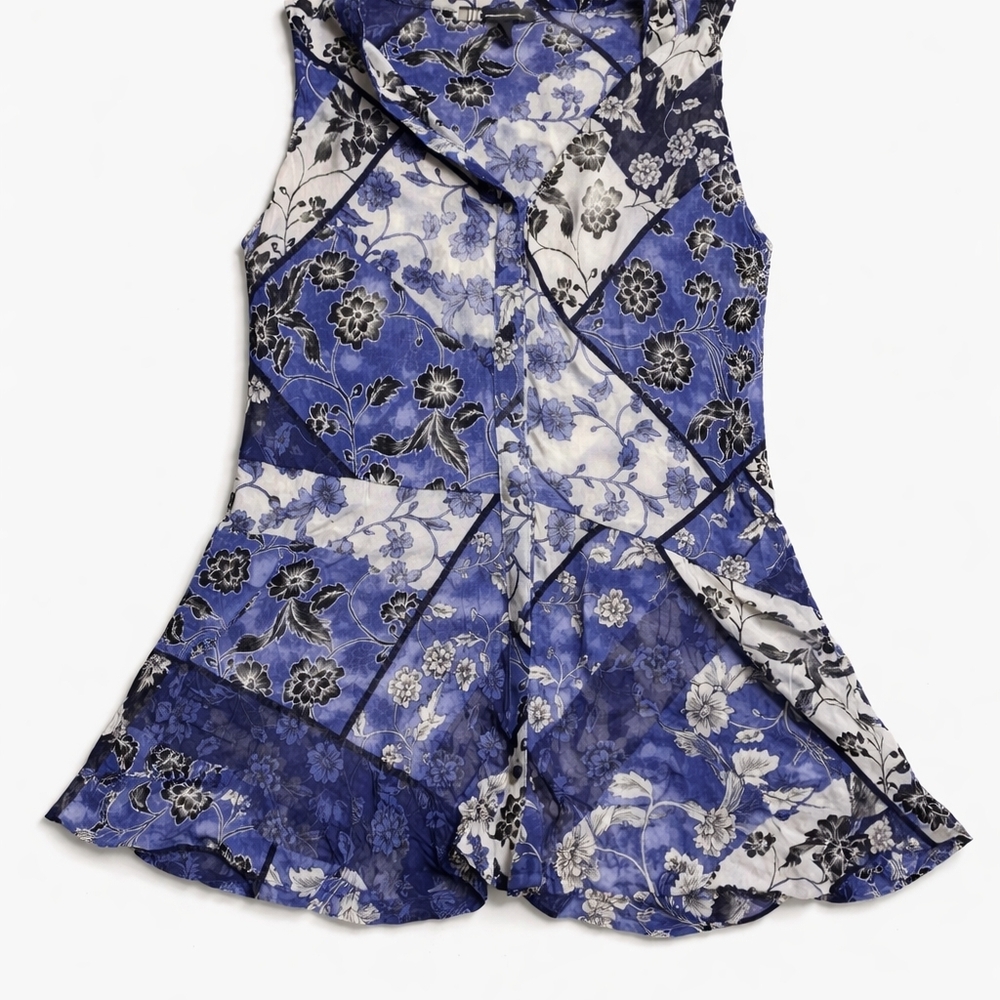 INC International Concepts Blue and Black Floral Top